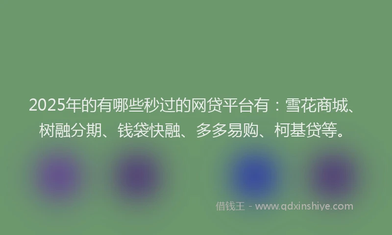 2025年的有哪些秒过的网贷平台有：雪花商城、树融分期、钱袋快融、多多易购、柯基贷等。