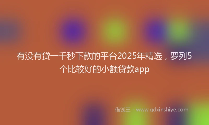 有没有贷一千秒下款的平台2025年精选，罗列5个比较好的小额贷款app