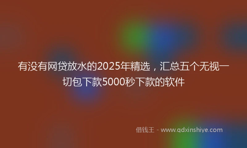 有没有网贷放水的2025年精选，汇总五个无视一切包下款5000秒下款的软件