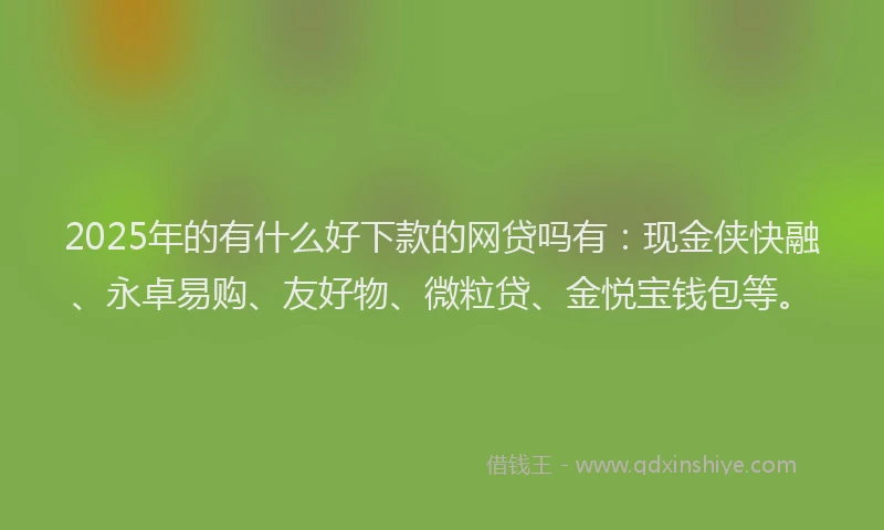 2025年的有什么好下款的网贷吗有：现金侠快融、永卓易购、友好物、微粒贷、金悦宝钱包等。