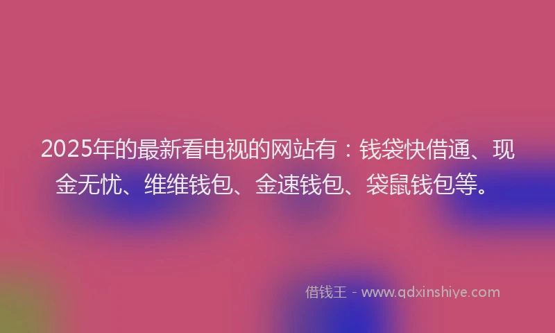 2025年的最新看电视的网站有：钱袋快借通、现金无忧、维维钱包、金速钱包、袋鼠钱包等。