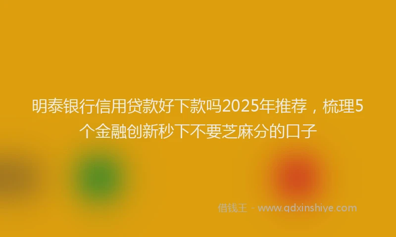 明泰银行信用贷款好下款吗2025年推荐，梳理5个金融创新秒下不要芝麻分的口子