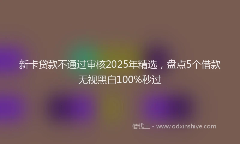 新卡贷款不通过审核2025年精选，盘点5个借款无视黑白100%秒过