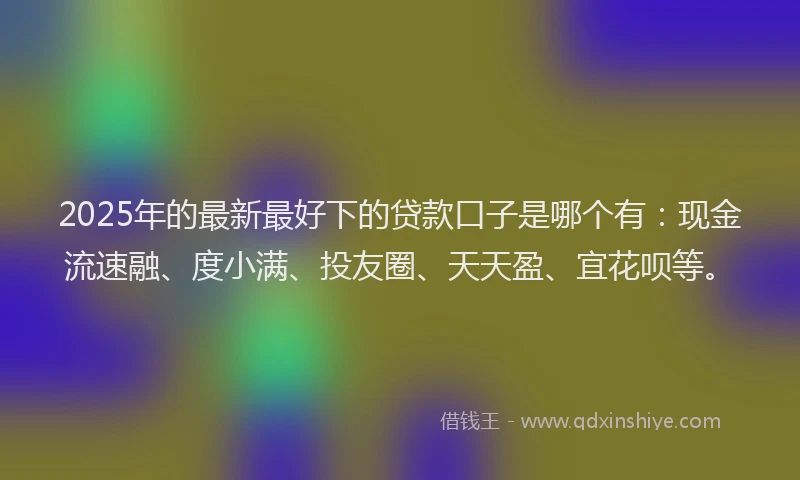 2025年的最新最好下的贷款口子是哪个有：现金流速融、度小满、投友圈、天天盈、宜花呗等。