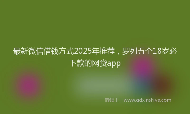 最新微信借钱方式2025年推荐，罗列五个18岁必下款的网贷app