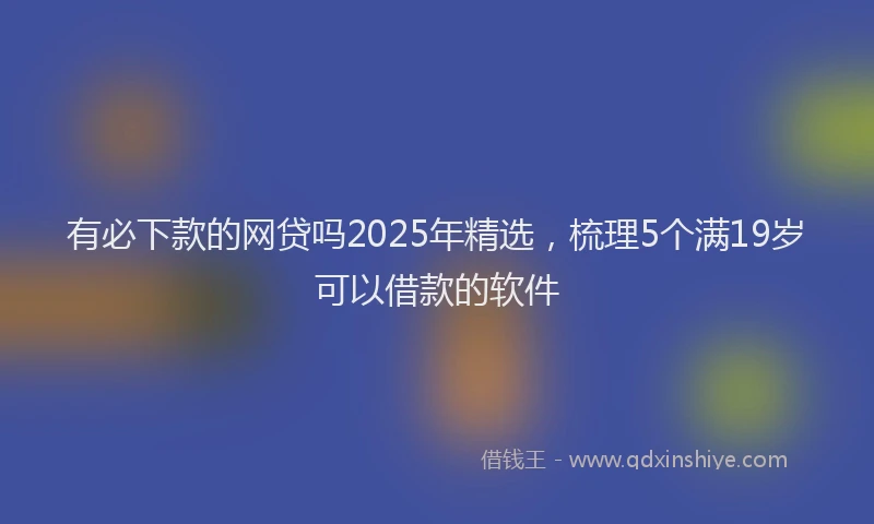 有必下款的网贷吗2025年精选，梳理5个满19岁可以借款的软件