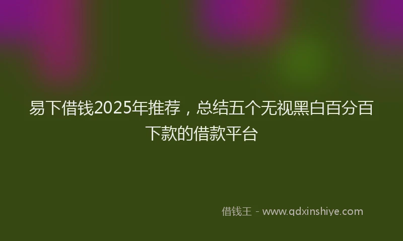 易下借钱2025年推荐，总结五个无视黑白百分百下款的借款平台
