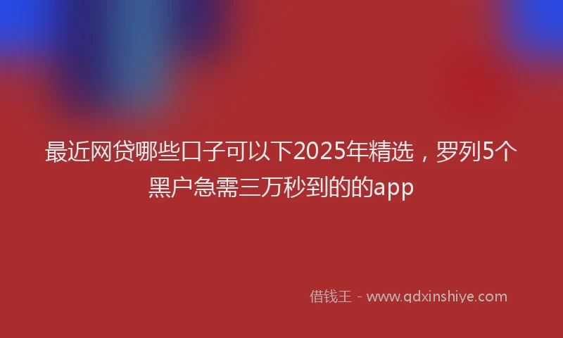 最近网贷哪些口子可以下2025年精选，罗列5个黑户急需三万秒到的的app