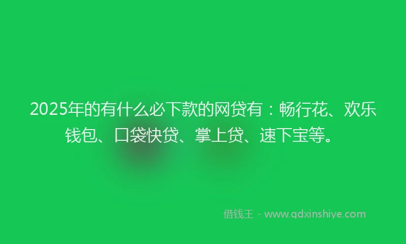 2025年的有什么必下款的网贷有：畅行花、欢乐钱包、口袋快贷、掌上贷、速下宝等。