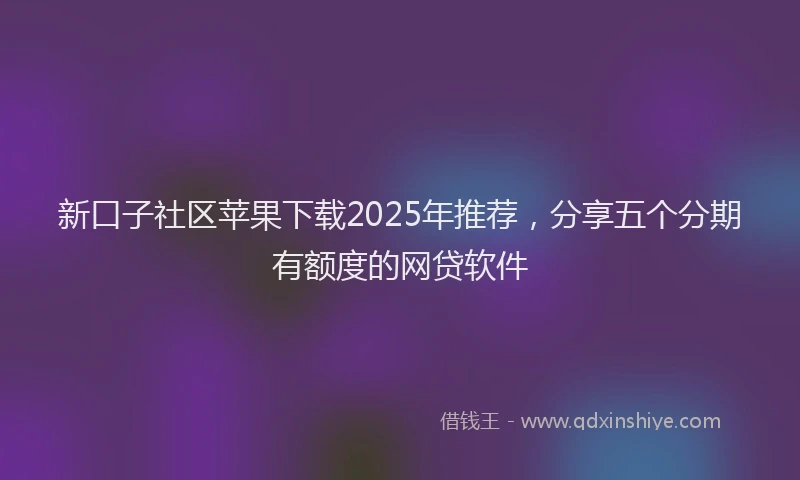 新口子社区苹果下载2025年推荐，分享五个分期有额度的网贷软件