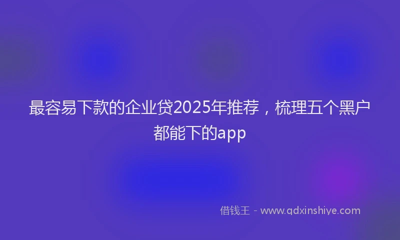最容易下款的企业贷2025年推荐，梳理五个黑户都能下的app