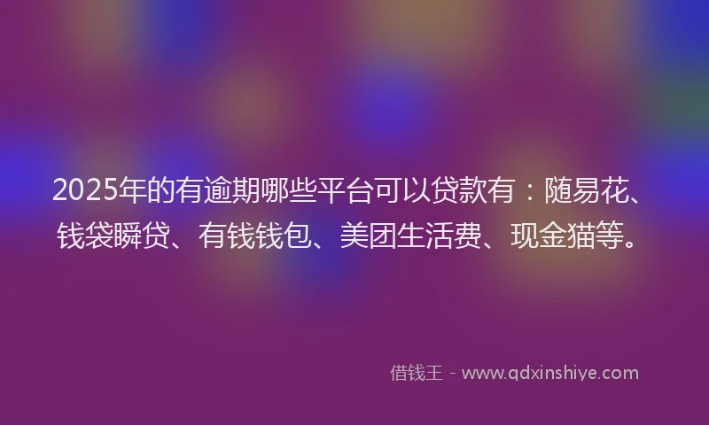 2025年的有逾期哪些平台可以贷款有：随易花、钱袋瞬贷、有钱钱包、美团生活费、现金猫等。
