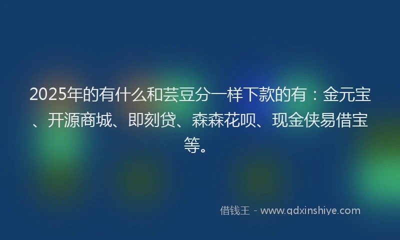 2025年的有什么和芸豆分一样下款的有：金元宝、开源商城、即刻贷、森森花呗、现金侠易借宝等。