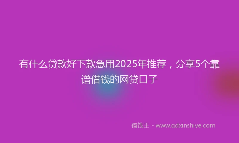 有什么贷款好下款急用2025年推荐，分享5个靠谱借钱的网贷口子