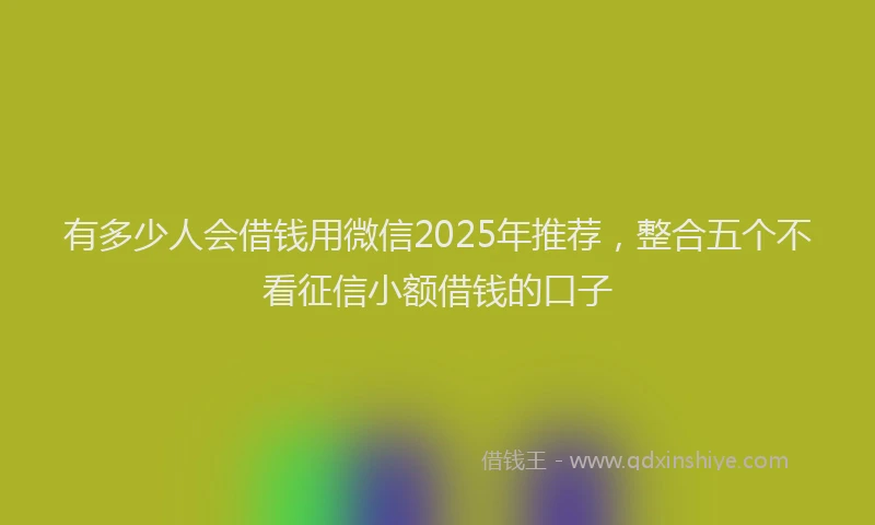 有多少人会借钱用微信2025年推荐，整合五个不看征信小额借钱的口子