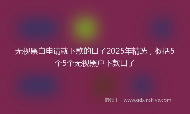 无视黑白申请就下款的口子2025年精选，概括5个5个无视黑户下款口子