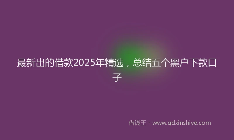 最新出的借款2025年精选，总结五个黑户下款口子