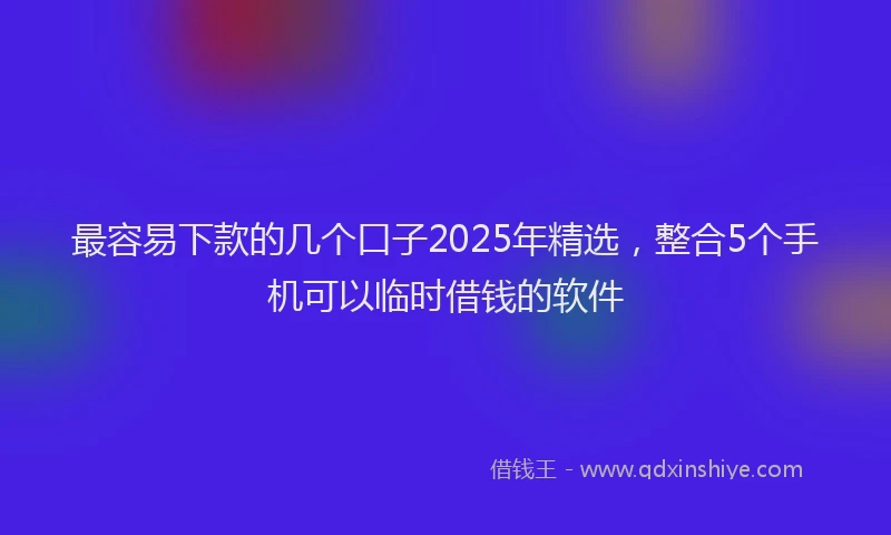 最容易下款的几个口子2025年精选，整合5个手机可以临时借钱的软件