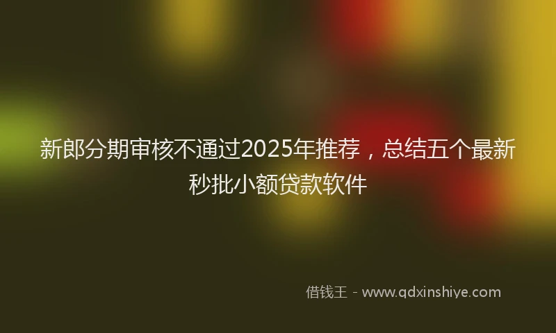 新郎分期审核不通过2025年推荐，总结五个最新秒批小额贷款软件