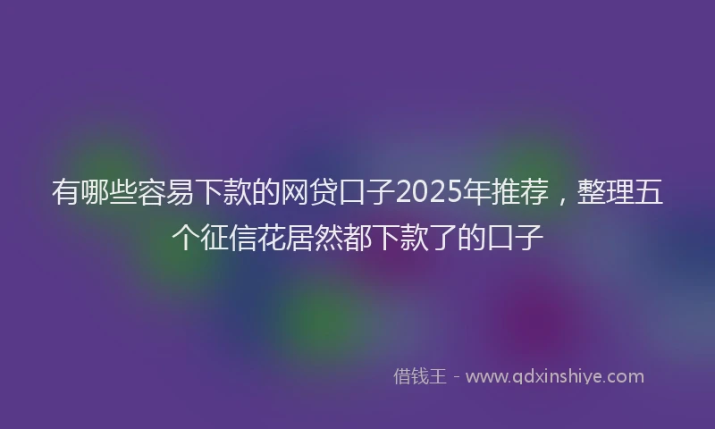有哪些容易下款的网贷口子2025年推荐，整理五个征信花居然都下款了的口子