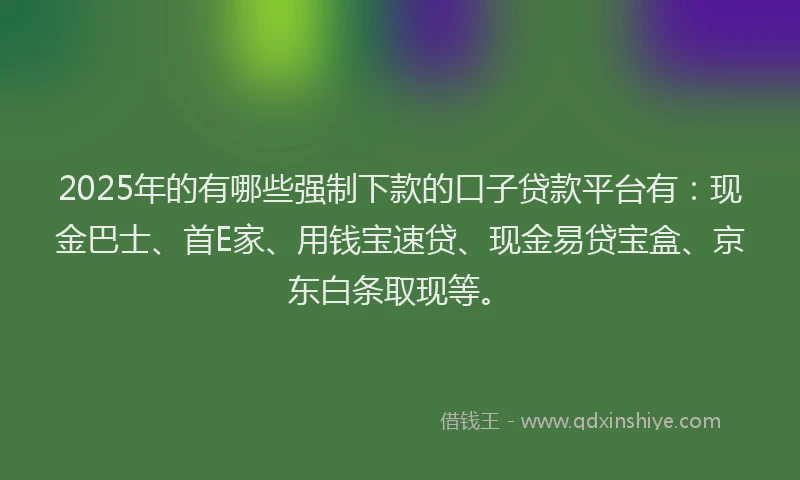 2025年的有哪些强制下款的口子贷款平台有：现金巴士、首E家、用钱宝速贷、现金易贷宝盒、京东白条取现等。