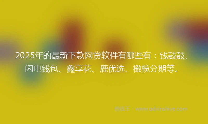 2025年的最新下款网贷软件有哪些有：钱鼓鼓、闪电钱包、鑫享花、鹿优选、橄榄分期等。
