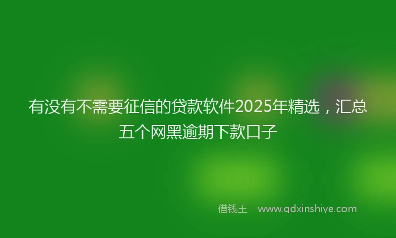 有没有不需要征信的贷款软件2025年精选，汇总五个网黑逾期下款口子