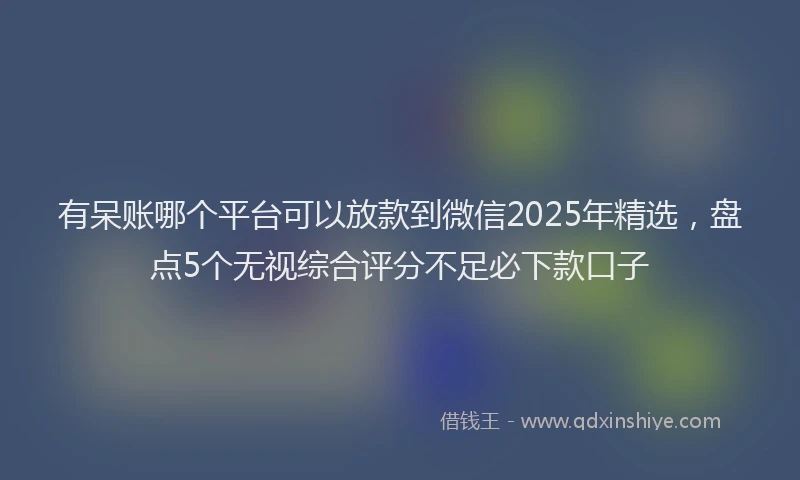 有呆账哪个平台可以放款到微信2025年精选，盘点5个无视综合评分不足必下款口子