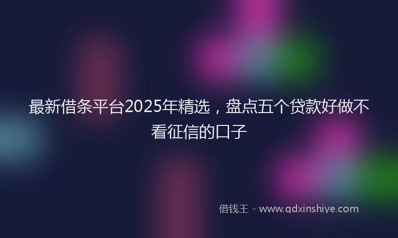 最新借条平台2025年精选，盘点五个贷款好做不看征信的口子