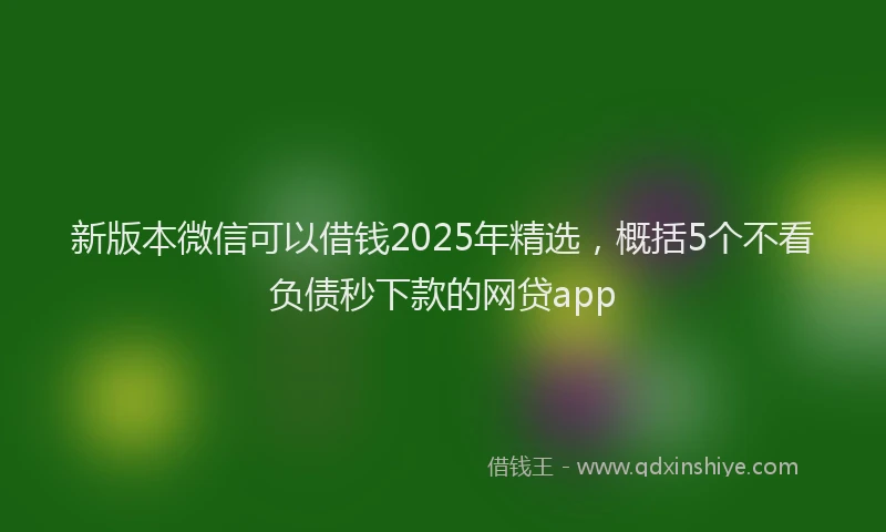 新版本微信可以借钱2025年精选，概括5个不看负债秒下款的网贷app