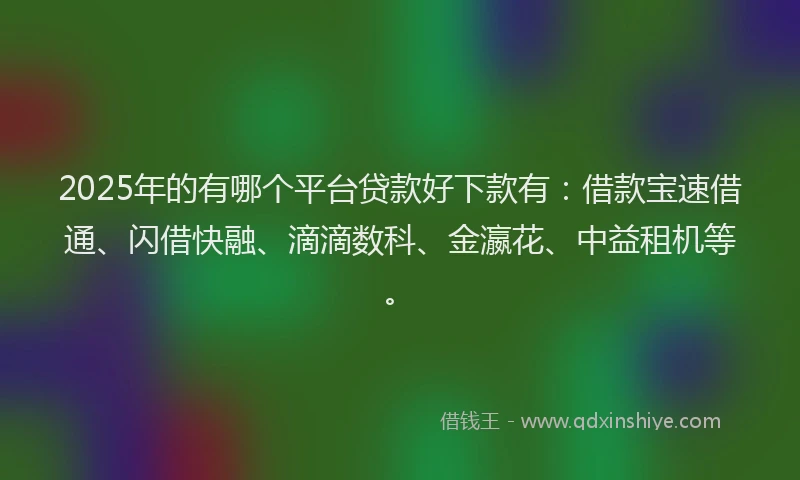 2025年的有哪个平台贷款好下款有：借款宝速借通、闪借快融、滴滴数科、金瀛花、中益租机等。