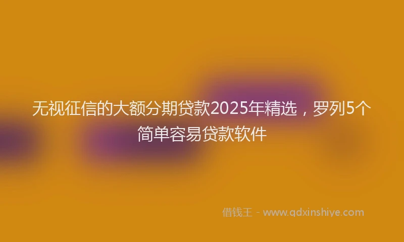 无视征信的大额分期贷款2025年精选，罗列5个简单容易贷款软件