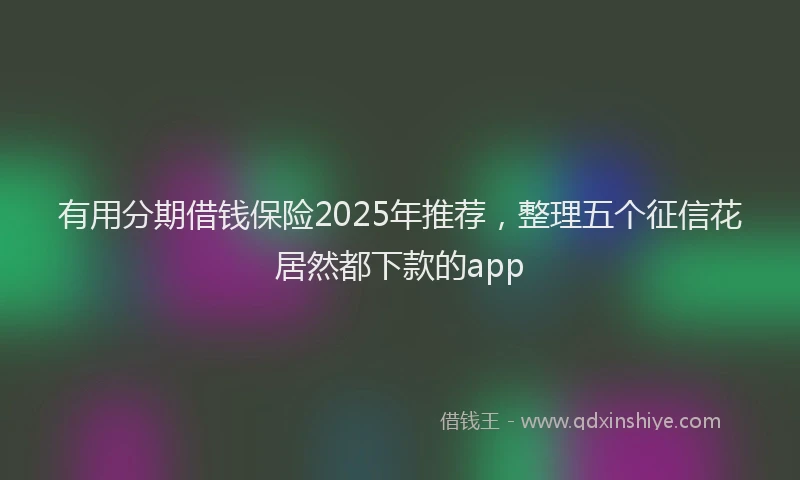 有用分期借钱保险2025年推荐，整理五个征信花居然都下款的app