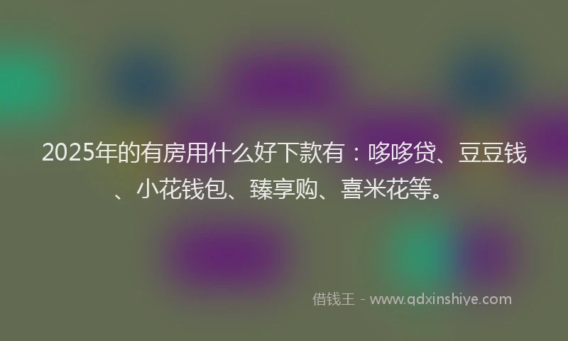 2025年的有房用什么好下款有：哆哆贷、豆豆钱、小花钱包、臻享购、喜米花等。