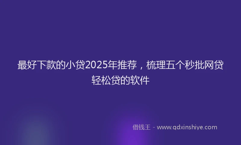 最好下款的小贷2025年推荐，梳理五个秒批网贷轻松贷的软件