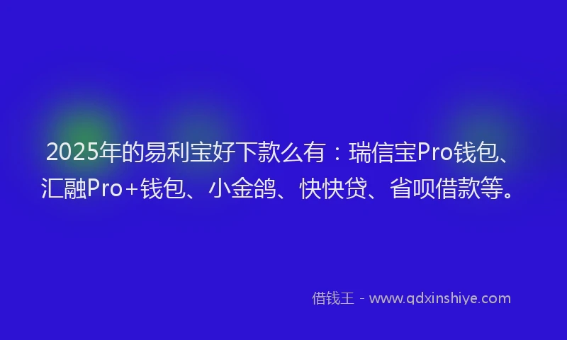 2025年的易利宝好下款么有：瑞信宝Pro钱包、汇融Pro+钱包、小金鸽、快快贷、省呗借款等。