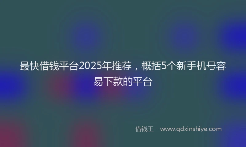 最快借钱平台2025年推荐，概括5个新手机号容易下款的平台