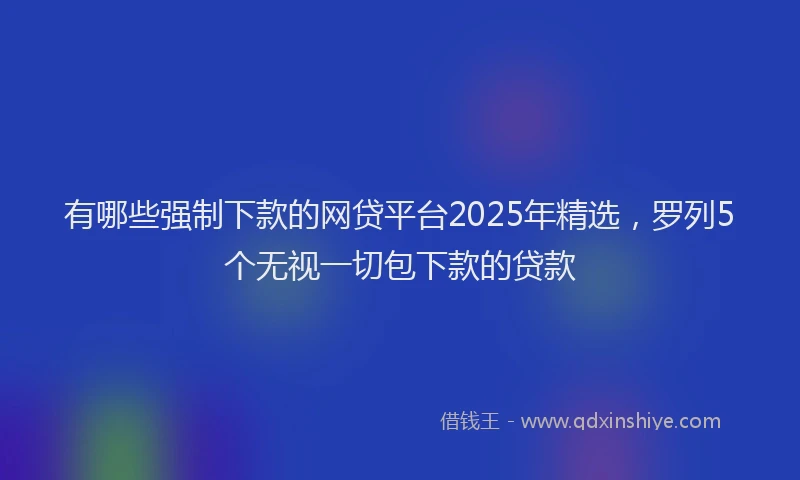 有哪些强制下款的网贷平台2025年精选，罗列5个无视一切包下款的贷款