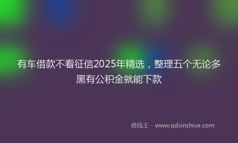 有车借款不看征信2025年精选，整理五个无论多黑有公积金就能下款
