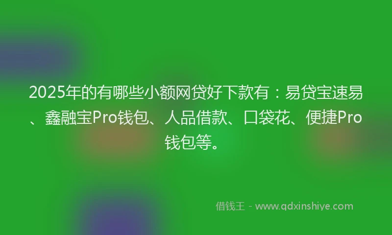 2025年的有哪些小额网贷好下款有：易贷宝速易、鑫融宝Pro钱包、人品借款、口袋花、便捷Pro钱包等。