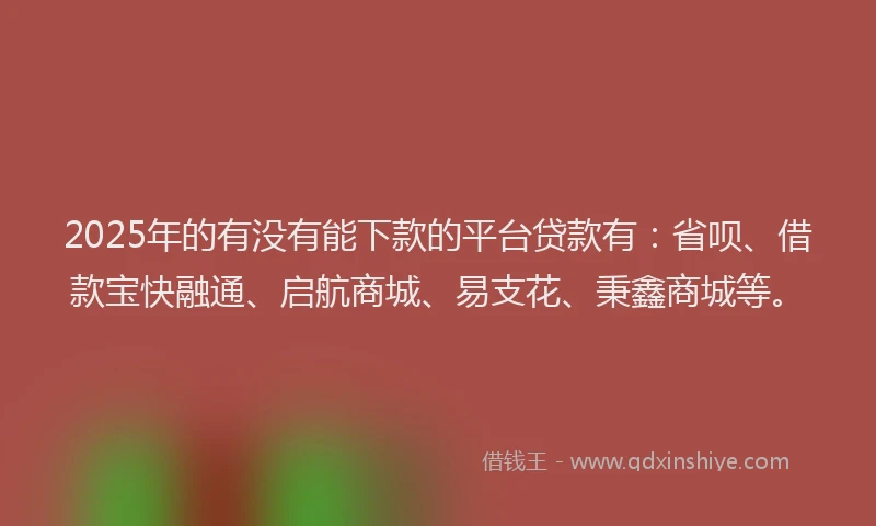 2025年的有没有能下款的平台贷款有：省呗、借款宝快融通、启航商城、易支花、秉鑫商城等。