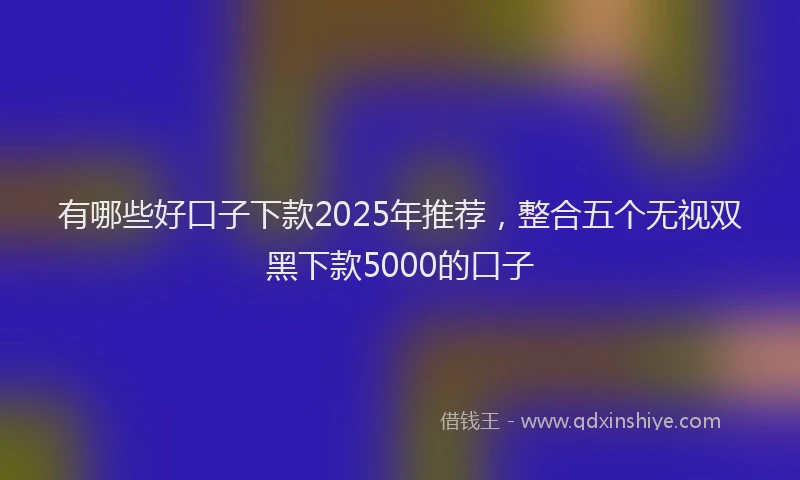 有哪些好口子下款2025年推荐，整合五个无视双黑下款5000的口子