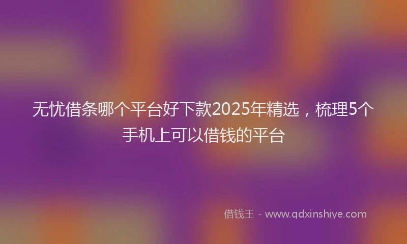 无忧借条哪个平台好下款2025年精选，梳理5个手机上可以借钱的平台