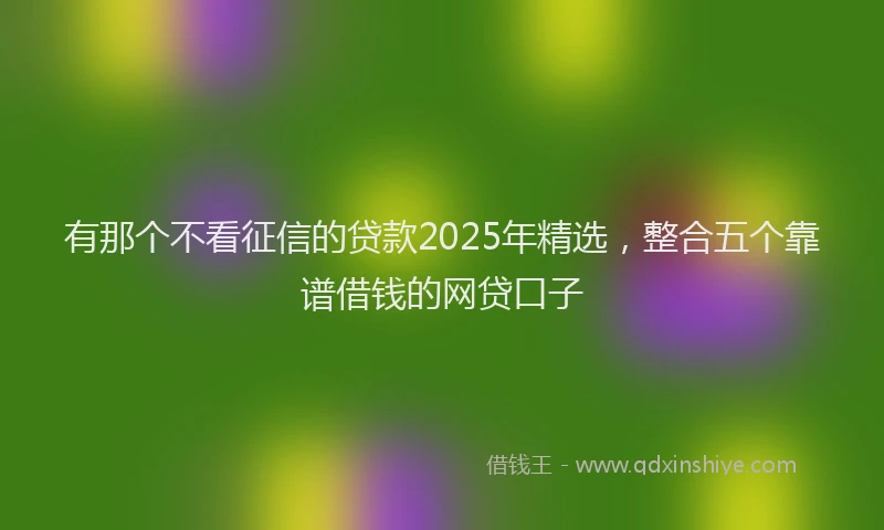 有那个不看征信的贷款2025年精选，整合五个靠谱借钱的网贷口子