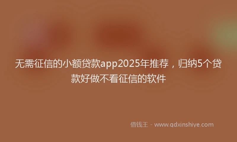 无需征信的小额贷款app2025年推荐，归纳5个贷款好做不看征信的软件