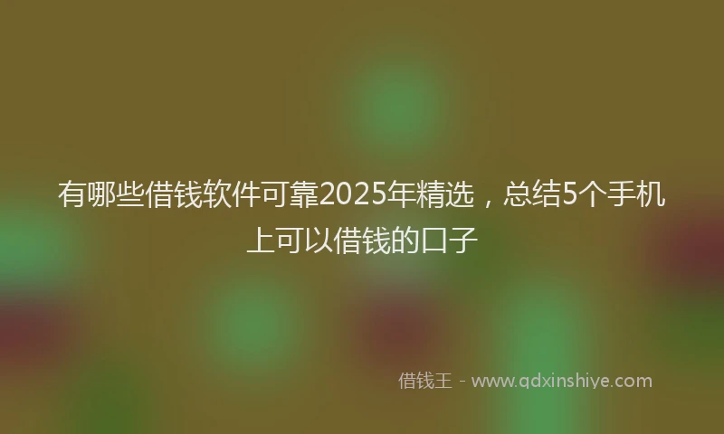 有哪些借钱软件可靠2025年精选，总结5个手机上可以借钱的口子