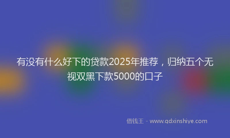 有没有什么好下的贷款2025年推荐，归纳五个无视双黑下款5000的口子