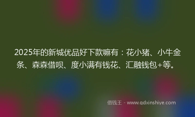 2025年的新城优品好下款嘛有：花小猪、小牛金条、森森借呗、度小满有钱花、汇融钱包+等。