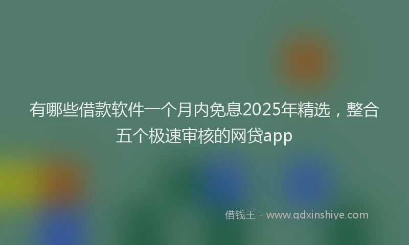 有哪些借款软件一个月内免息2025年精选，整合五个极速审核的网贷app