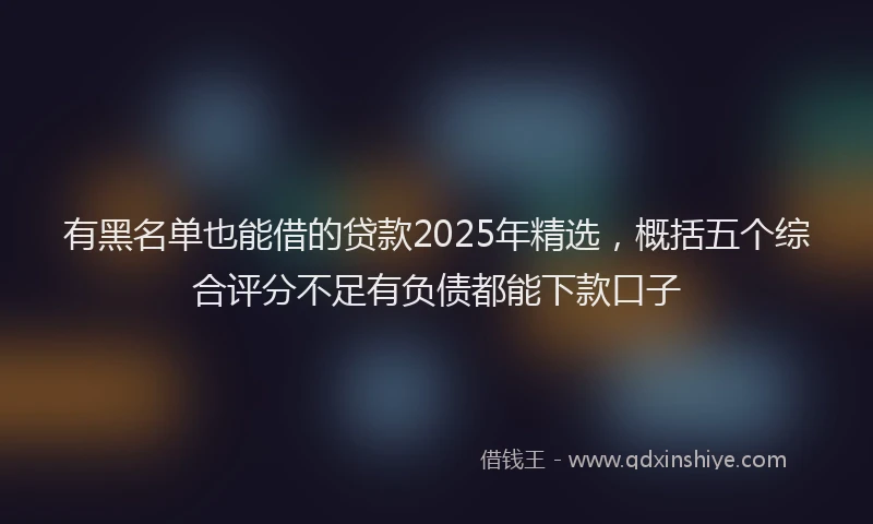 有黑名单也能借的贷款2025年精选，概括五个综合评分不足有负债都能下款口子
